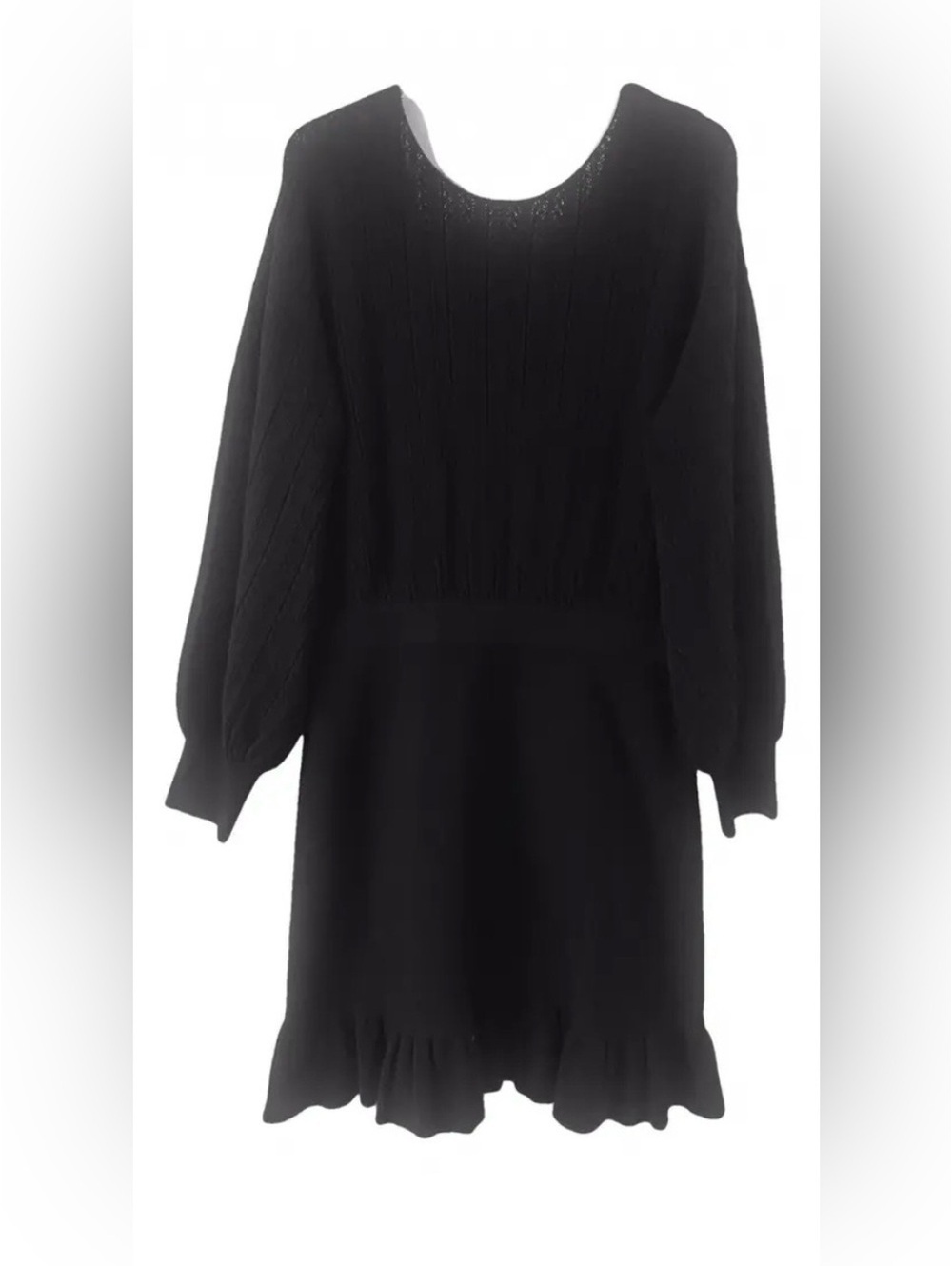Sézane Thaile Classy Black Knit Button-Back Sweater Dress - Picture 7 of 10